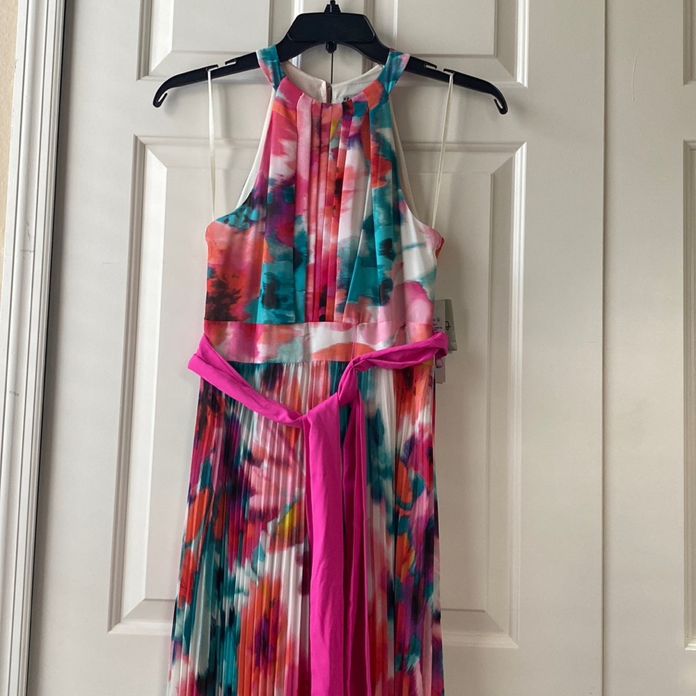 Eliza J Floral-Print Halter-Neck Maxi Dress Chiffon Sz 4